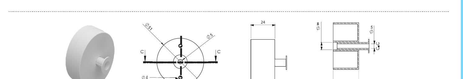 Distanziale plastico per mobilio, anti-muffa, spessore 24 mm